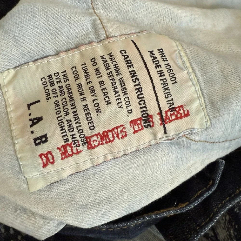 LAB Liberation A Bleu Jeans 40x32 Mens Slim Straight Distressed Splatter Bleach‎